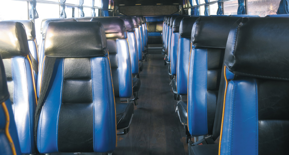Interior view of a typical motor coach