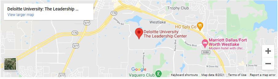 map of the area surrounding Deloitte University