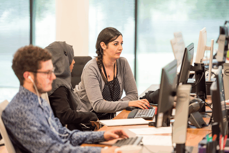carey corporate account managers in an office working at their computers