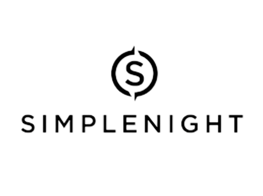 The SIMPLENIGHT logo with a capital "S" inside a segmented black circle above the word "SIMPLENIGHT" in bold, spaced black letters on a white background.
