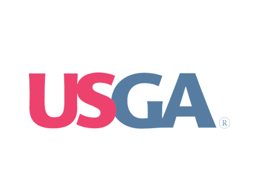 The USGA logo with the letters "US" in red and "GA" in blue, followed by a small registered trademark symbol, all on a white background.